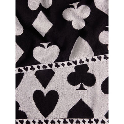 Black white playing cards cotton bath towel - British product