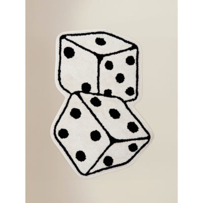 Black and white dice cotton bath mat 80x80cm, imported from the UK