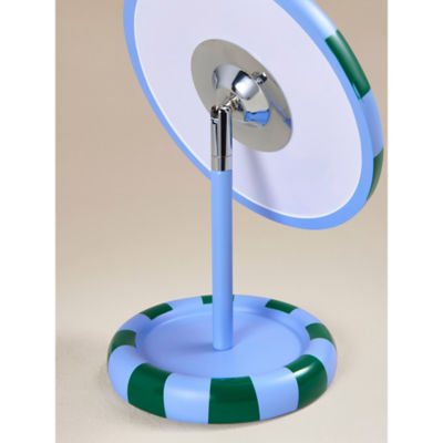 Blue and green striped mirror with trinket tray base - British product