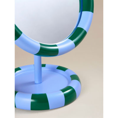 Blue and green striped mirror with trinket tray base - British product