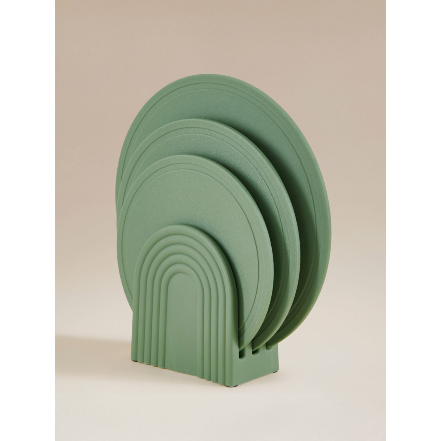 Green 3-piece chopping board set with stand (British brand)