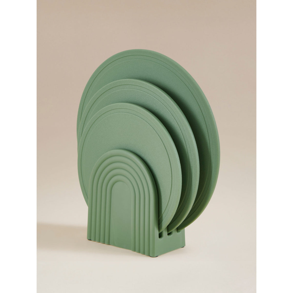 Green 3-piece chopping board set with stand (British brand)