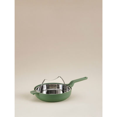 Green All In One Pan 28cm cast aluminium with steamer - British product