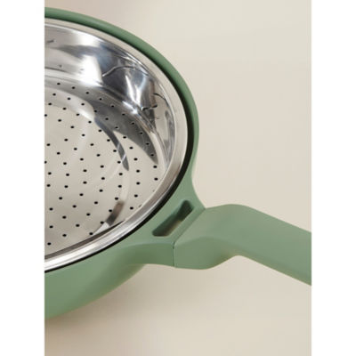 Green All In One Pan 28cm cast aluminium with steamer - British product