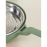 Green All In One Pan 28cm cast aluminium with steamer - British product