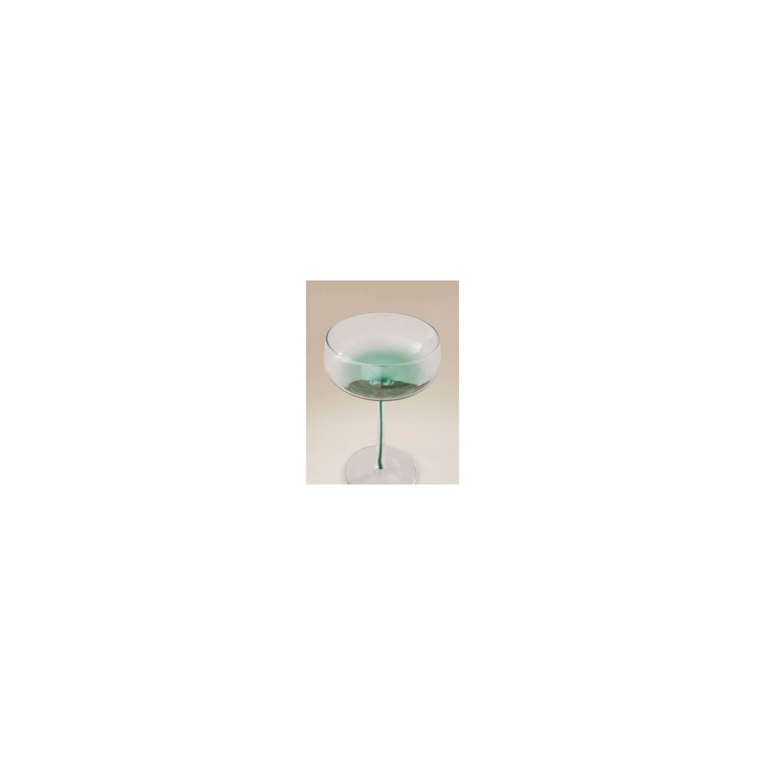 Green stem coupe glass set of 2 - British product