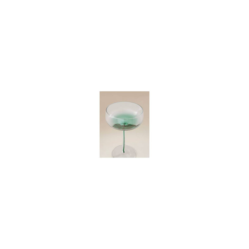Green stem coupe glass set of 2 - British product