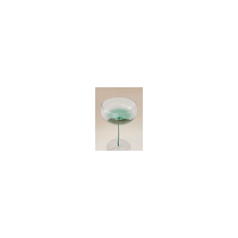 Green stem coupe glass set of 2 - British product