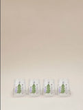 Christmas tree tumbler glasses set of 4 green glass - British product