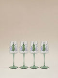 Green Christmas tree wine glasses set of 4 - British product
