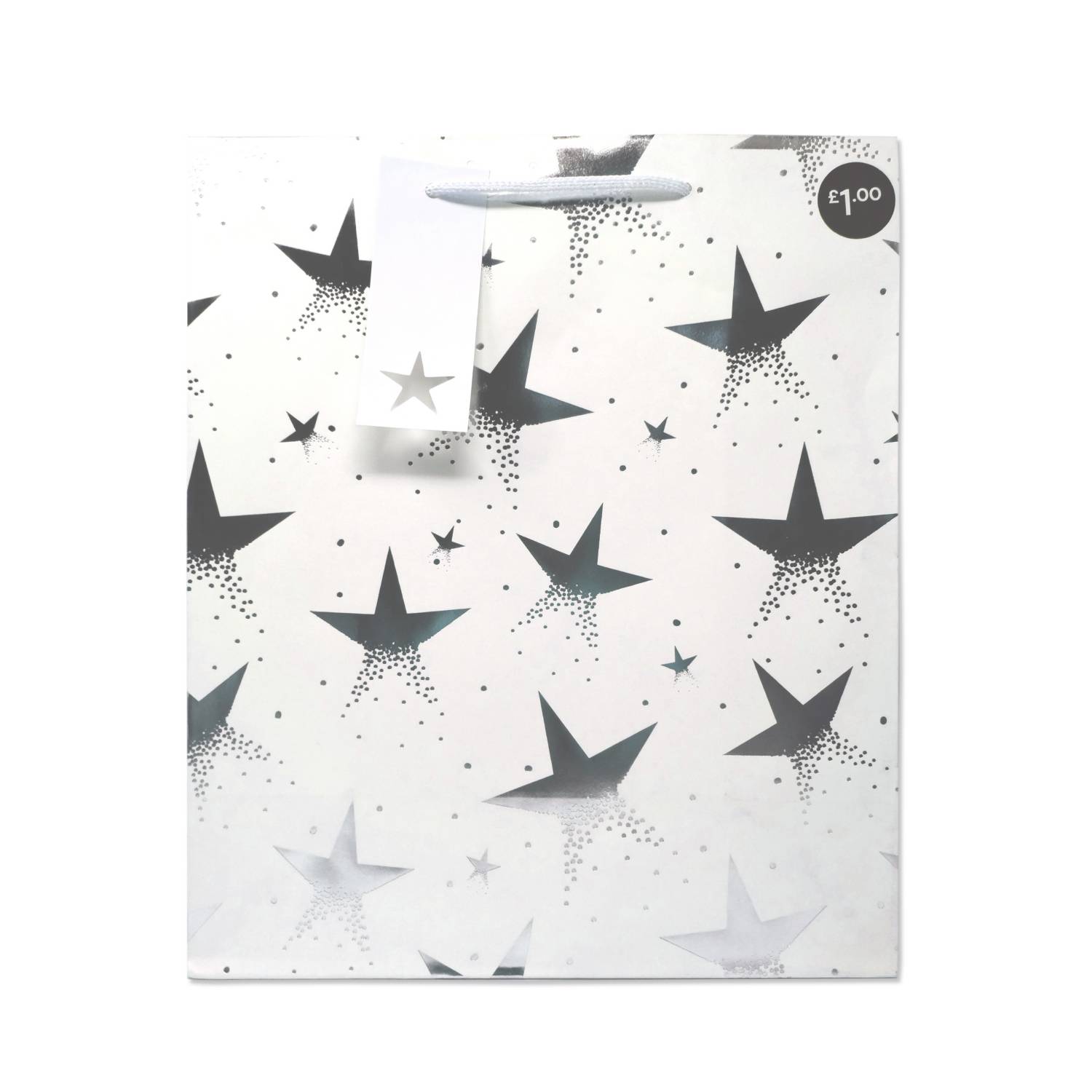 Gift bag silver star large portrait - British product