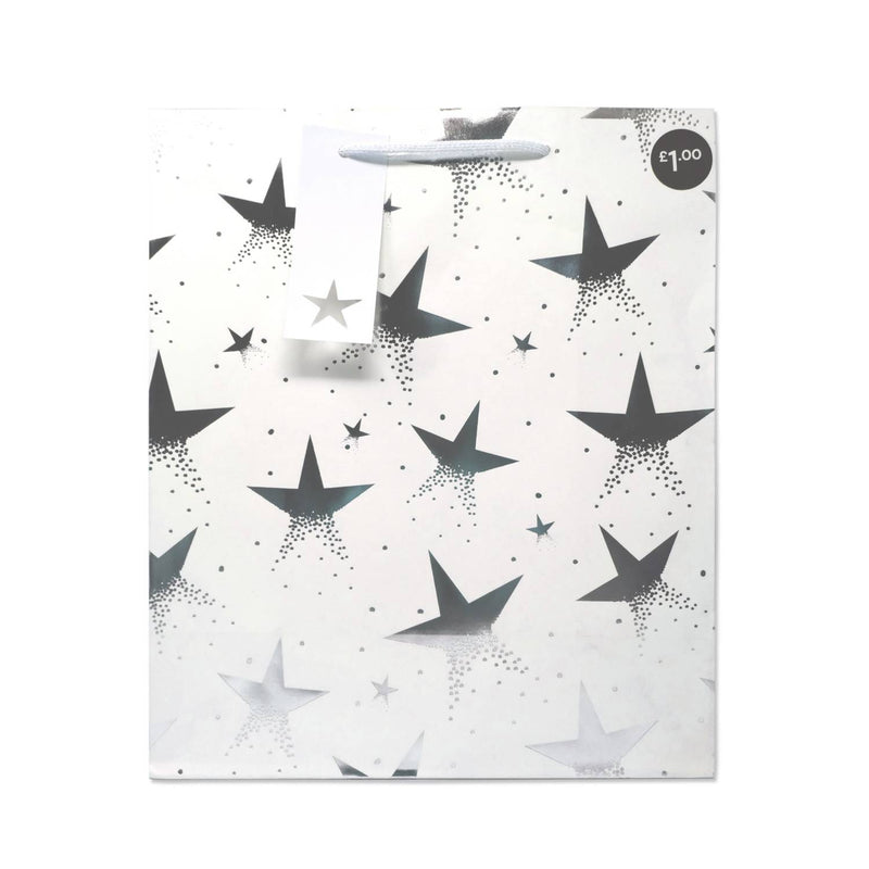 Gift bag silver star large portrait - British product