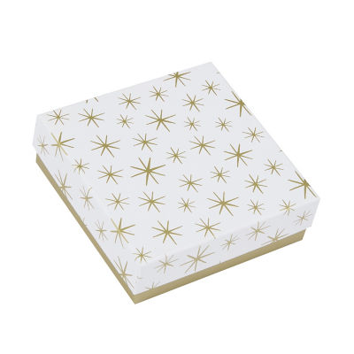White and gold small gift box with star print, UK version