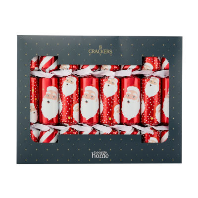 8 red Christmas crackers with fun and jokes - British product