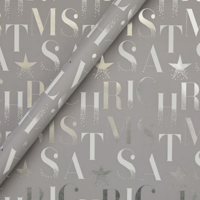 Christmas Foil Text Rollwrap 3.5M - British product