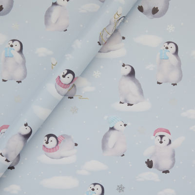 Christmas rollwrap penguin print 3.5m, imported from the UK