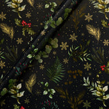 Gold holly Christmas wrapping paper roll 3.5m - British product