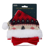 Pet Christmas hat and bow tie set - British product