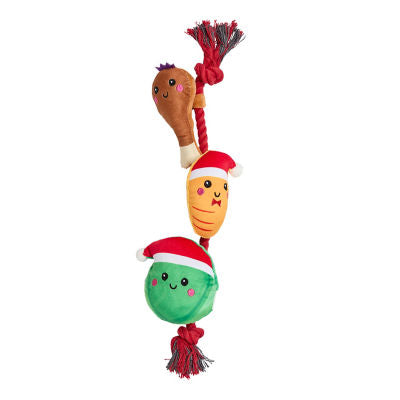 Xmas Dinner On Rope pet toy for playful dogs (British brand)