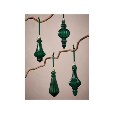 GH glass baubles green drop set of 4 (British brand)