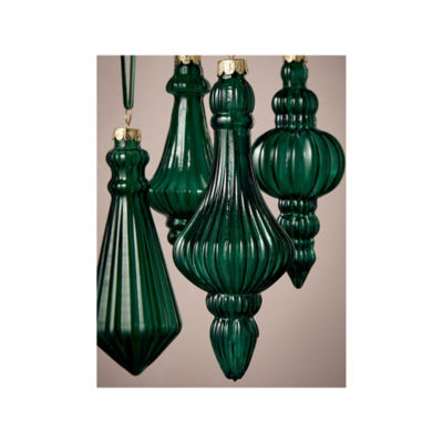 GH glass baubles green drop set of 4 (British brand)