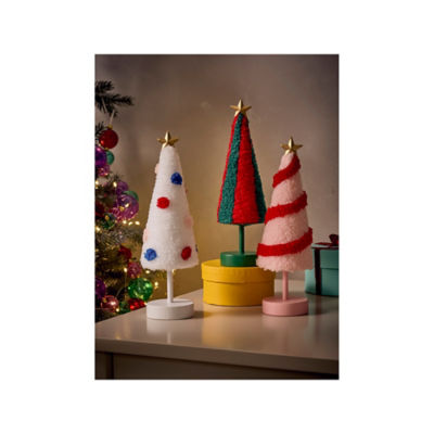 Felt Christmas trees set of 3 multi-coloured, imported from the UK