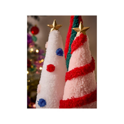 Felt Christmas trees set of 3 multi-coloured, imported from the UK