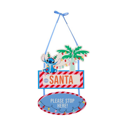 Disney Stitch Christmas sign Santa Please Stop Here, imported from the UK