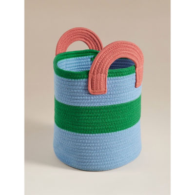 ASDA Blue & Green Striped Woven Storage Basket- Buy online at McGrocer