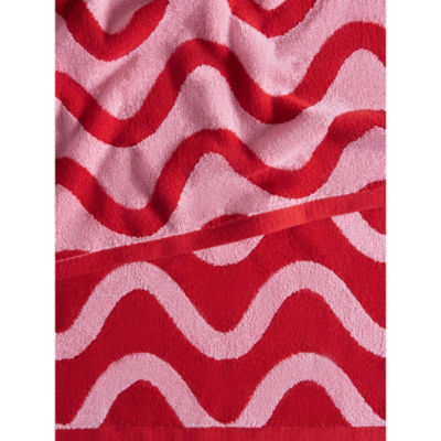 Red and pink wiggle cotton bath towel (British brand)
