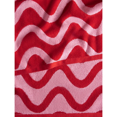 Red and pink wiggle cotton bath sheet - British product