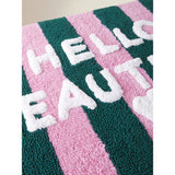 Hello Beautiful striped pink and green cotton bath mat 50x80cm (British brand)