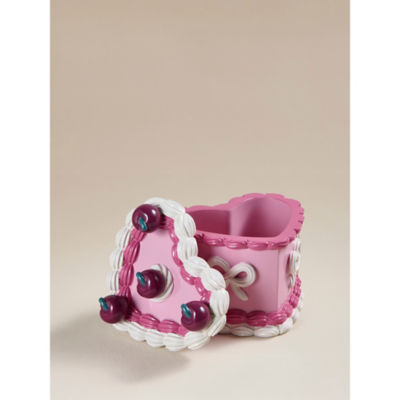 Pink heart lidded cake pot 12x10x11cm (British brand)