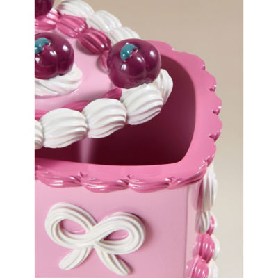 Pink heart lidded cake pot 12x10x11cm (British brand)