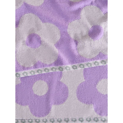 Lilac floral cotton bath towel 70x130 cm - British product