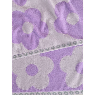 Lilac floral cotton bath towel 70x130 cm - British product