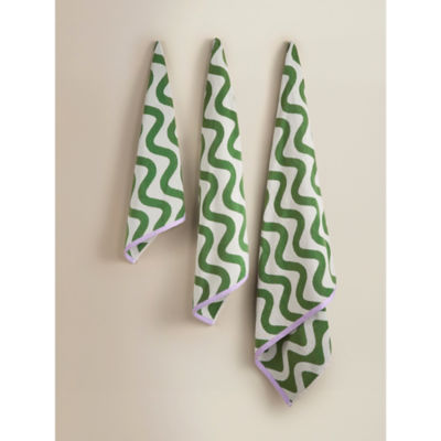 Green wiggle cotton bath sheet, UK version