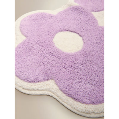 Lilac Flower Cotton Runner Bath Mat 40x110cm, imported from the UK