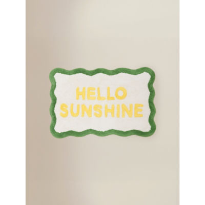 Hello Sunshine scalloped cotton bath mat - British product