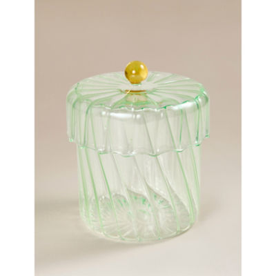 Green lidded glass jar 11x11x12 cm, imported from the UK