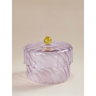Small glass lidded jar lilac 11x11x8 cm (British brand)