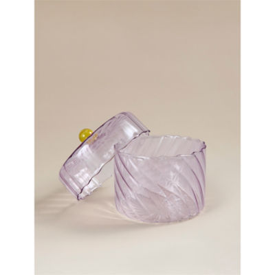 Small glass lidded jar lilac 11x11x8 cm (British brand)