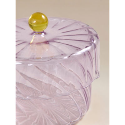 Small glass lidded jar lilac 11x11x8 cm (British brand)