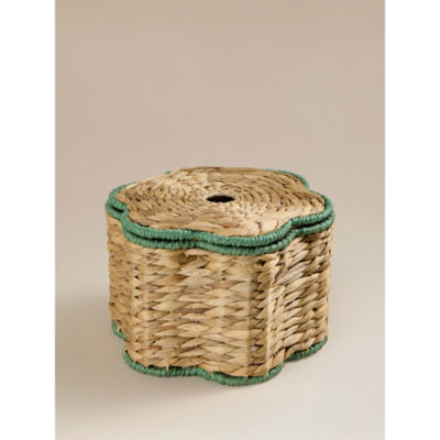 Natural flower-shape woven rattan storage box 28x28x18 cm - British product