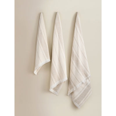 Neutral stripe cotton bath towel (British brand)