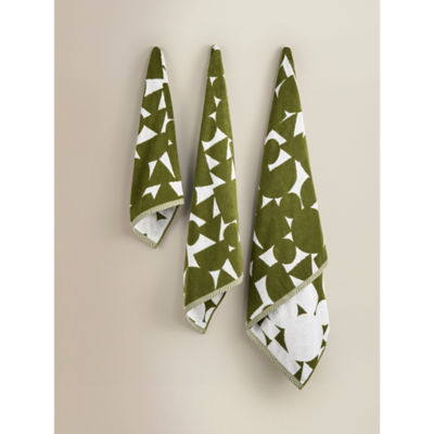 Hand towel green abstract shapes, imported from the UK