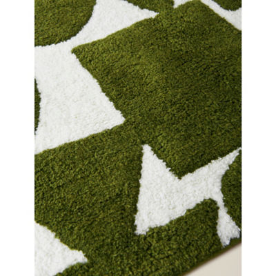 Green abstract cotton bath mat 50x80 cm, UK version