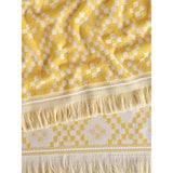 Yellow geometric cotton bath towel - British product