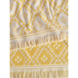Yellow geometric cotton bath towel - British product