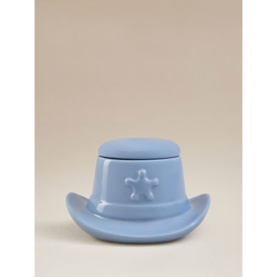 Blue cowboy hat lidded pot 12x12x7 cm (British brand)